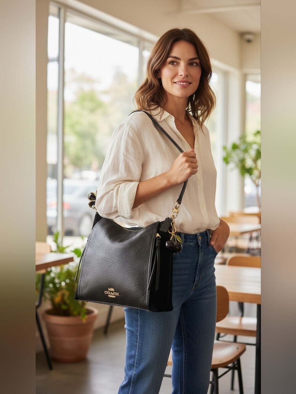 Coach Marlon Hobo Black Pebbled Leather Bag Style No. F79994 - Picture 14 of 15